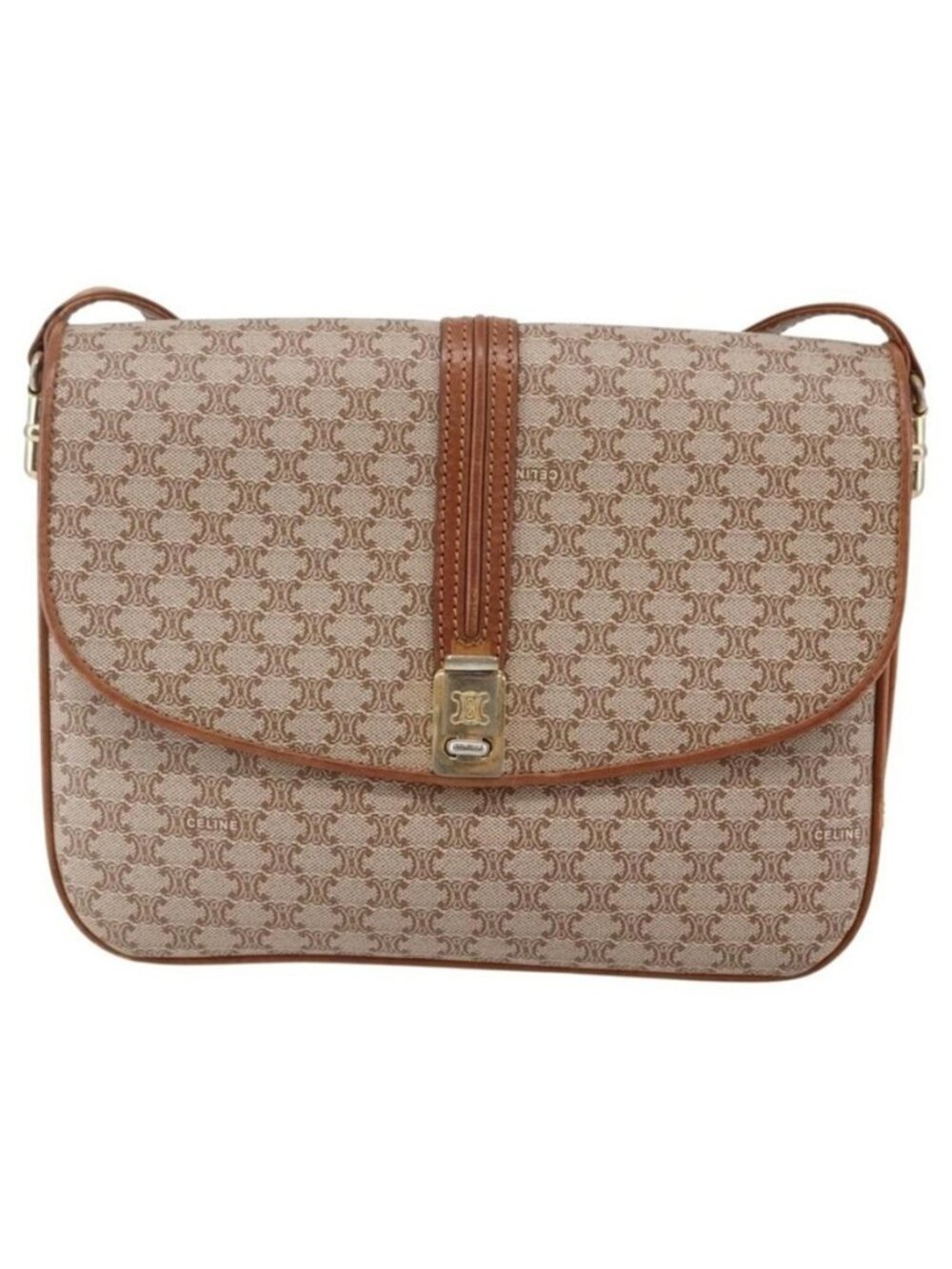 Authentic CELINE Macadam Canvas Shoulder Bag PVC Beige Gold - Picture 16 of 16